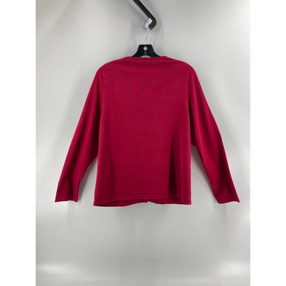 Pendleton Women's Red Knit Long Sleeve Silk Cardigan Sweater Embroidered Beads L - Picture 4 of 12